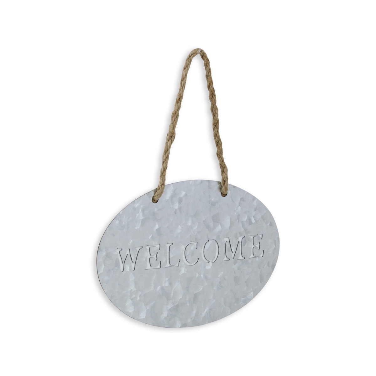 483352 5 x 8 in. Gray Handcrafted Welcome Galvanized Metal Wall Decor