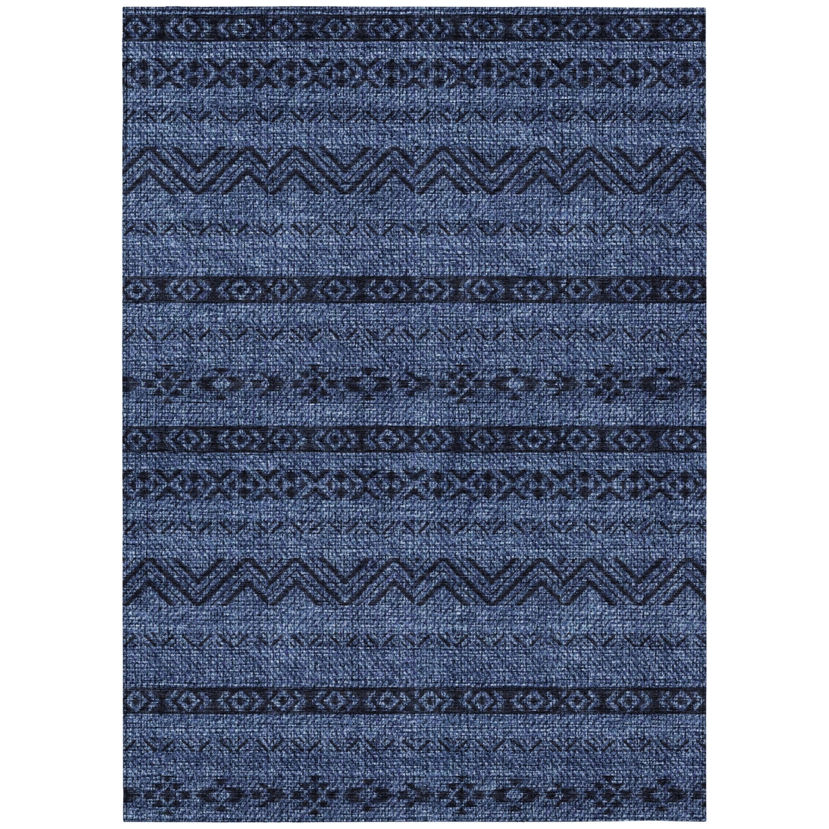 Southwestern Washable Area Rug - Navy Blue - 3 x 5 ft. - Stain Resistant