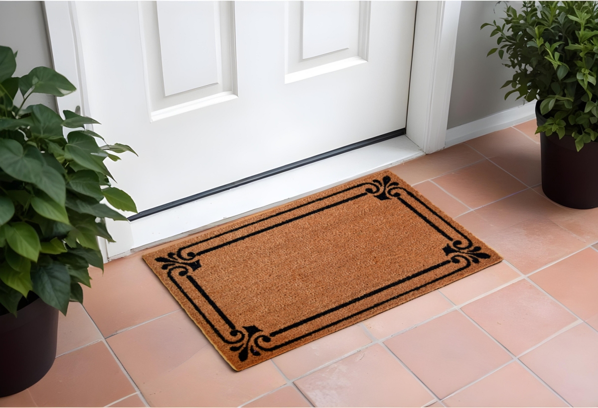 555545 18 x 30 in. Brown & Black Coir Scrollwork Outdoor Door Mat