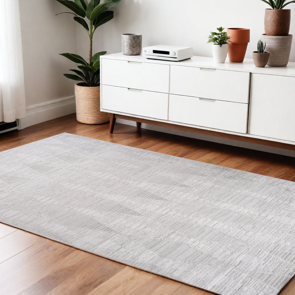 558496 4 x 6 ft. Geometric Distressed Rectangle Area Rug, Gray & Ivory