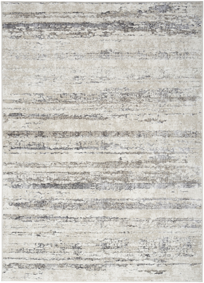 550586 8 x 10 ft. Abstract Non Skid Rectangle Area Rug, Cream & Gray