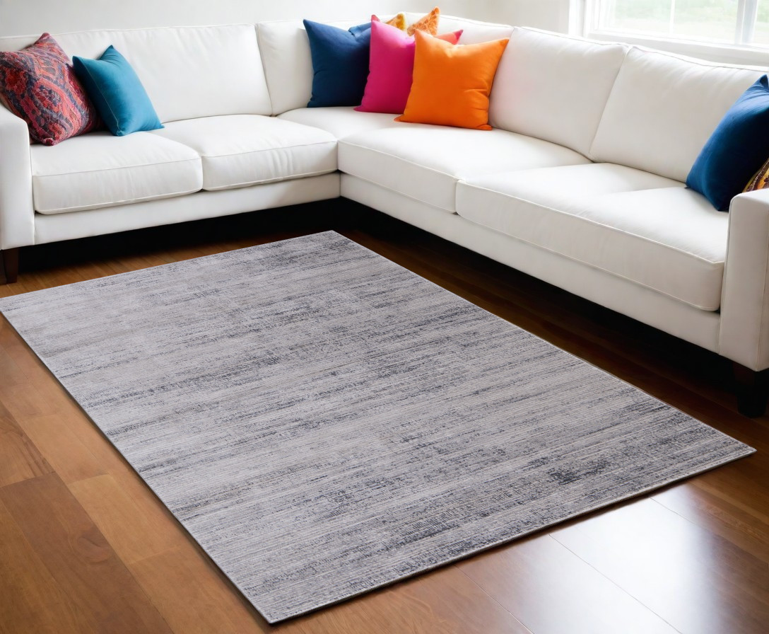 566820 5 x 8 ft. Power Loom Rectangle Area Rug, Gray & Ivory