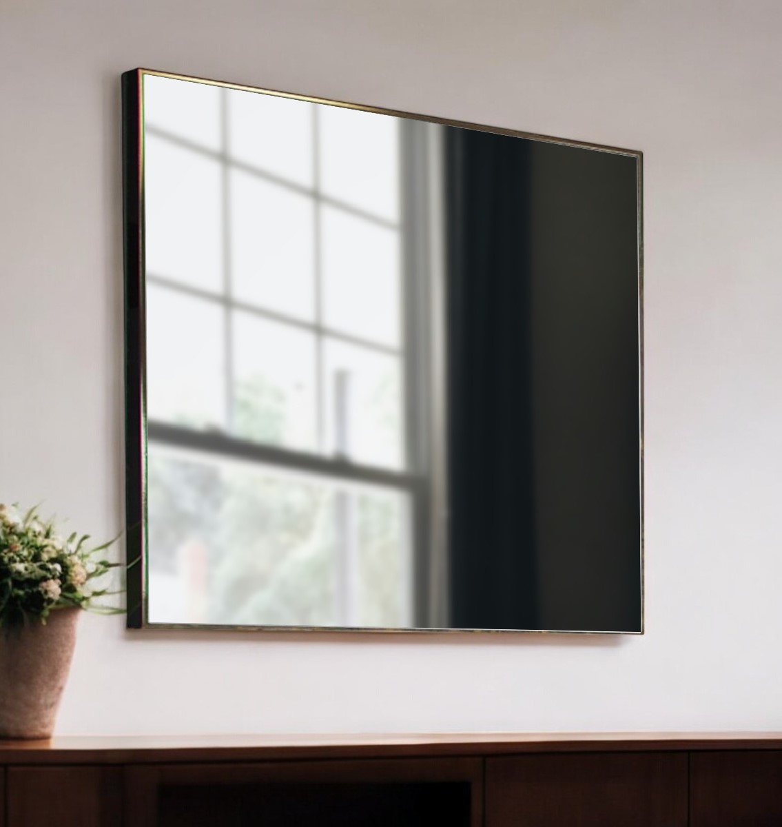 510898 32 in. Gray Square Metal Framed Accent Mirror