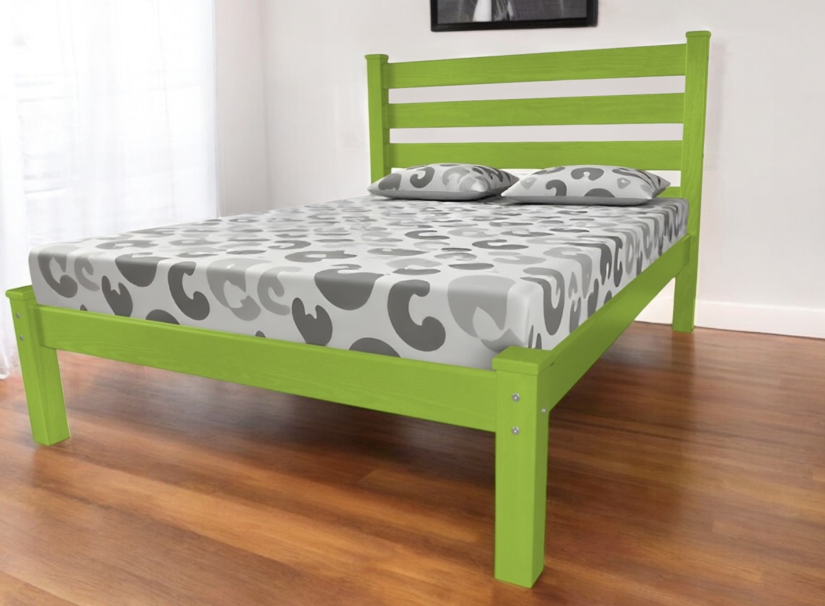 546894 Lime Green Solid Wood Queen Size Bed Frame