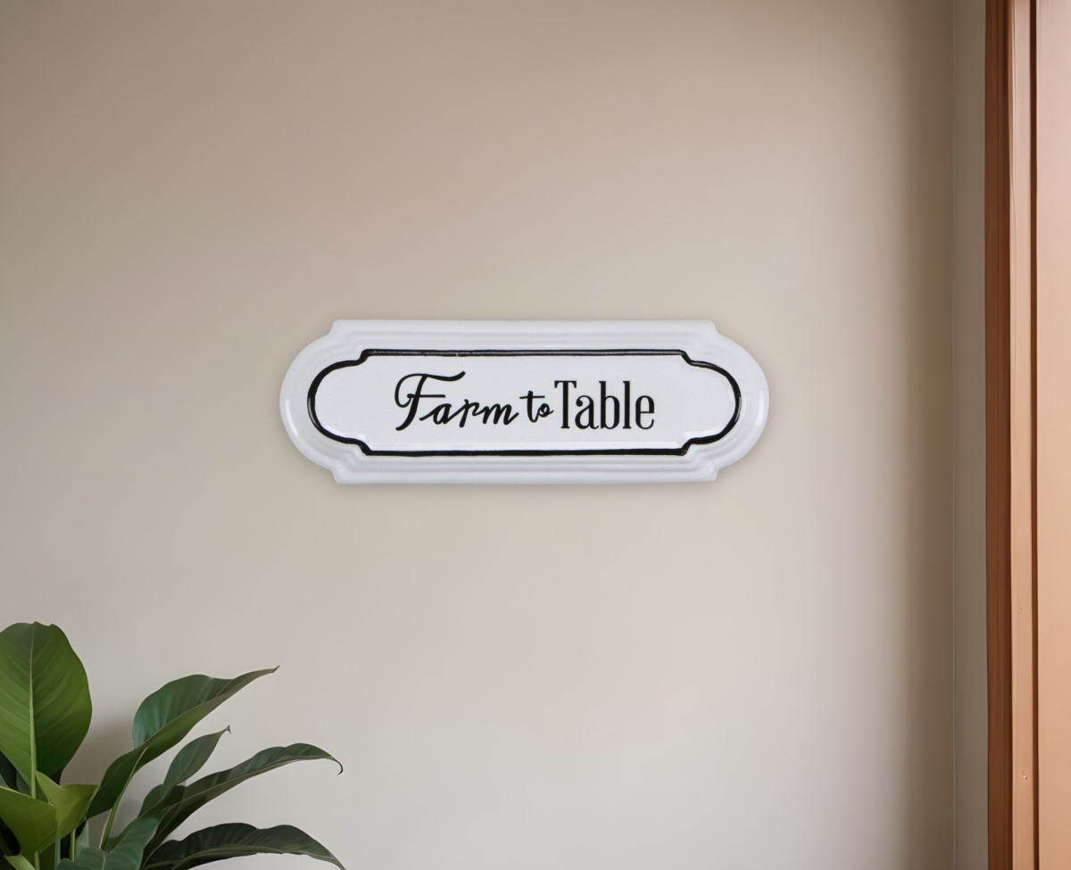 487540 5 x 14 in. Black & White Farm to Table Metal Wall Decor