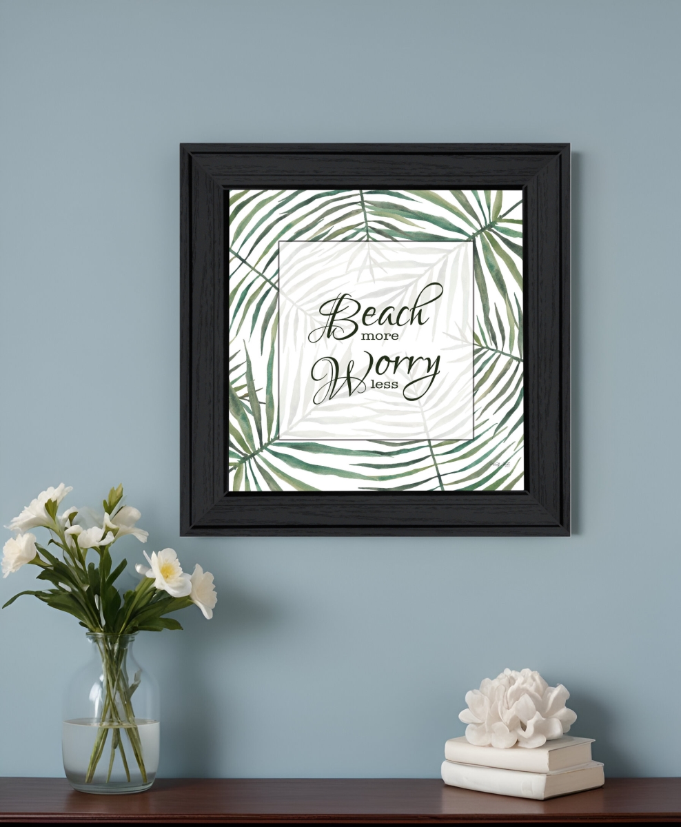 529746 Beach More Worry Less Black Framed Print Wall Art