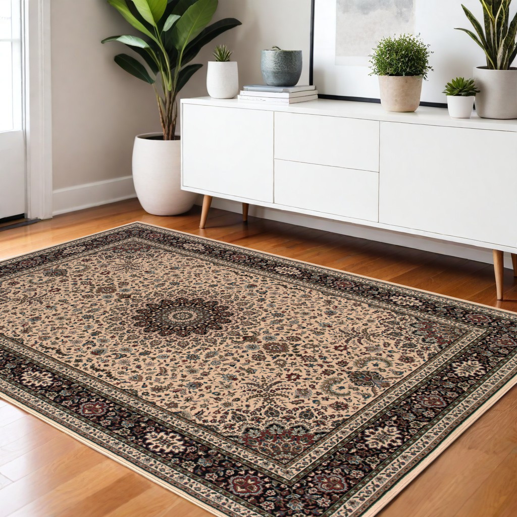 574280 4 x 6 ft. Oriental Rectangle Area Rug, Ivory & Black