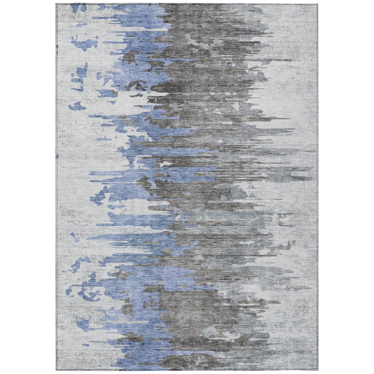 582384 9 x 12 ft. Abstract Washable Indoor & Outdoor Rectangle Area Rug, Blue, Gray & Silver