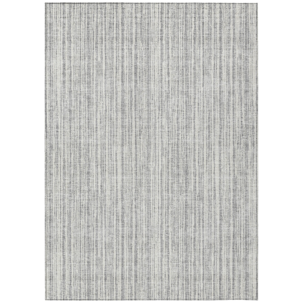 585490 3 x 5 ft. Striped Washable Indoor & Outdoor Rectangle Area Rug, Gray & Silver