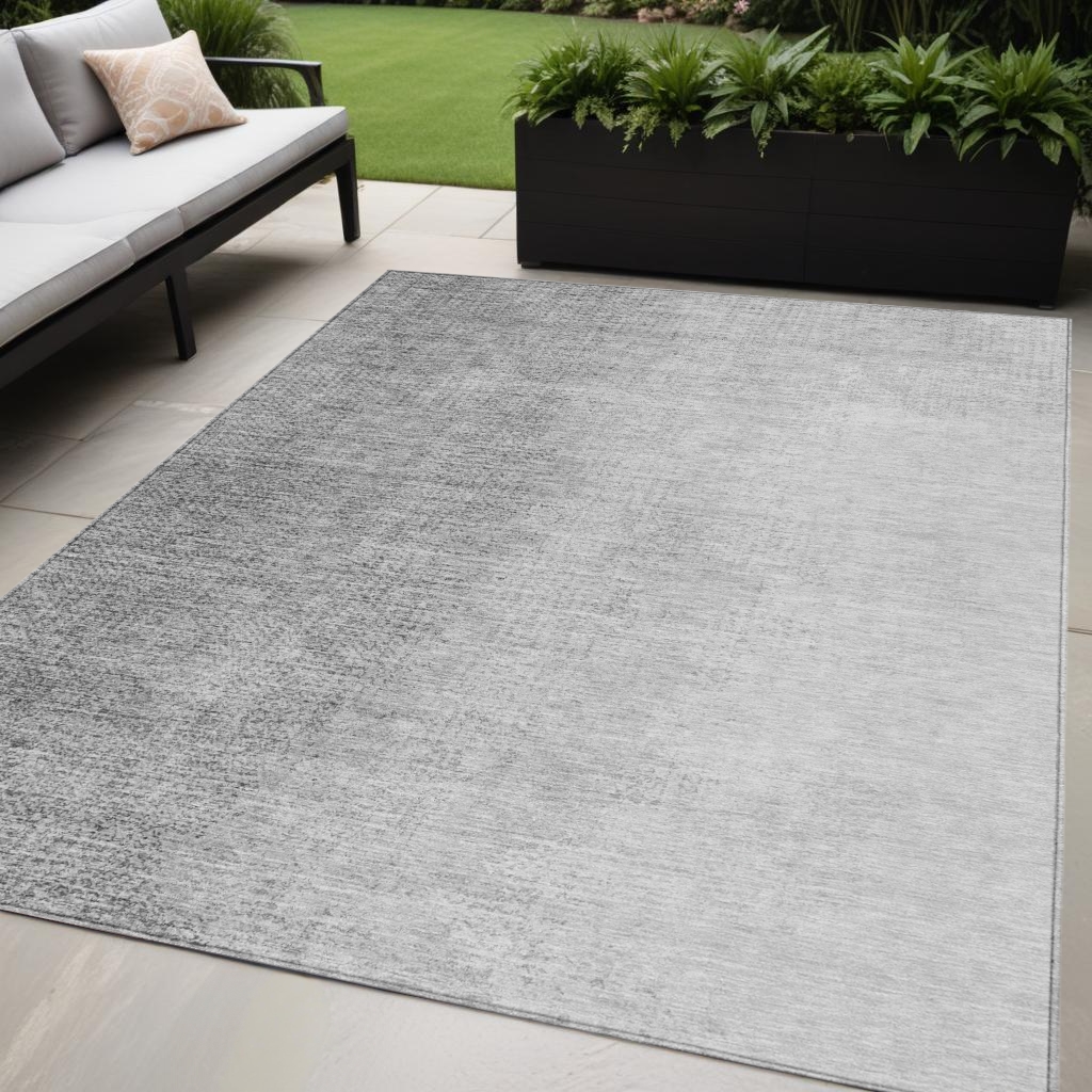 588227 5 x 8 ft. Abstract Washable Indoor & Outdoor Rectangle Area Rug, Gray & Silver