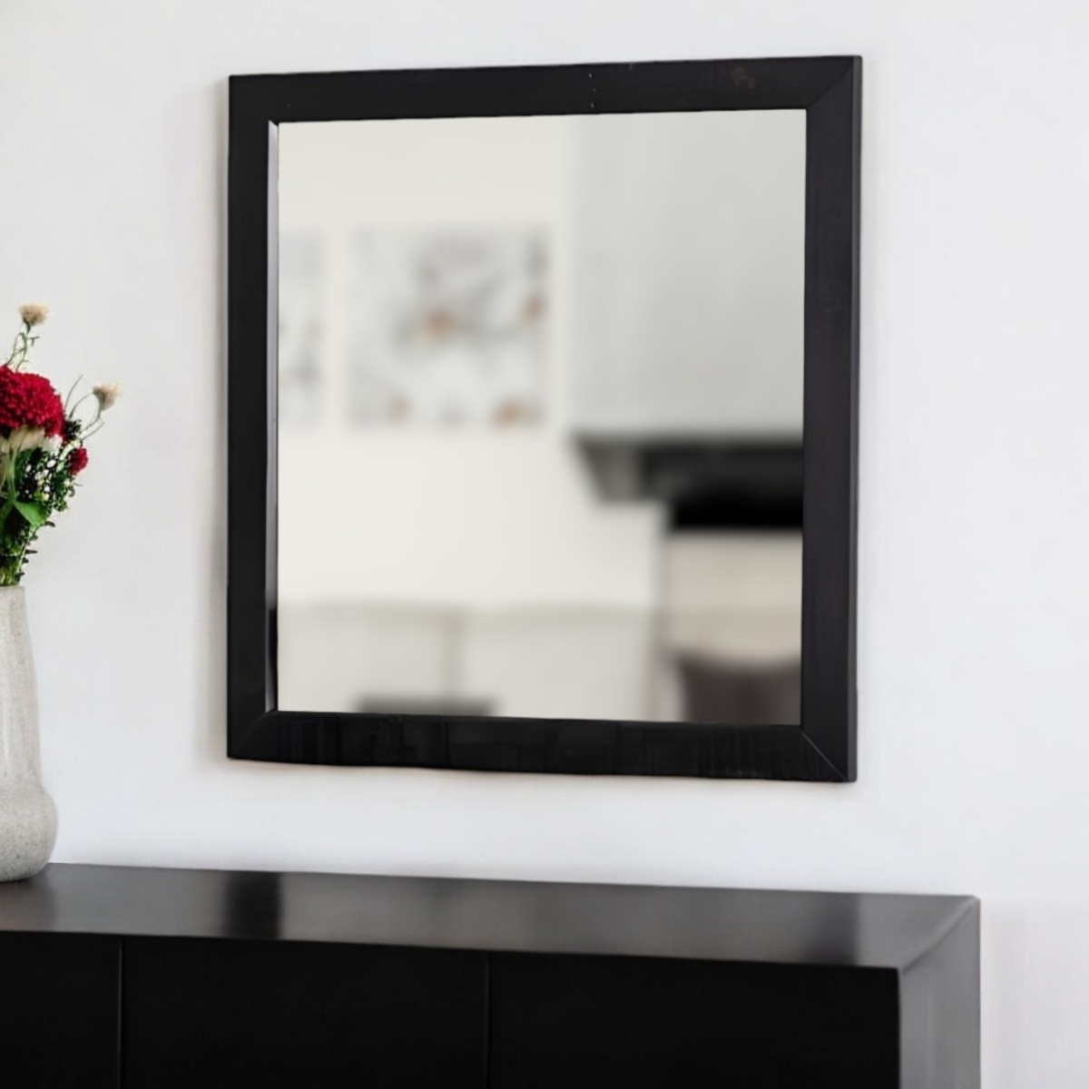 510885 28 in. Dark Brown Solid Wood Framed Accent Mirror