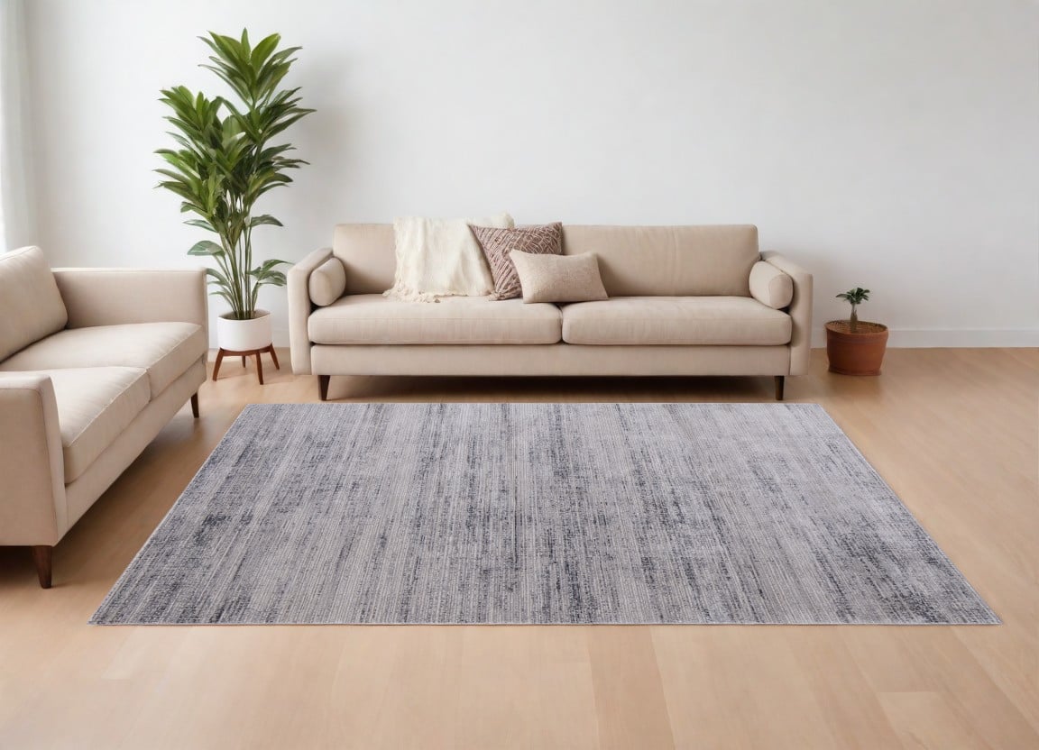566822 8 x 10 ft. Power Loom Rectangle Area Rug, Gray & Ivory