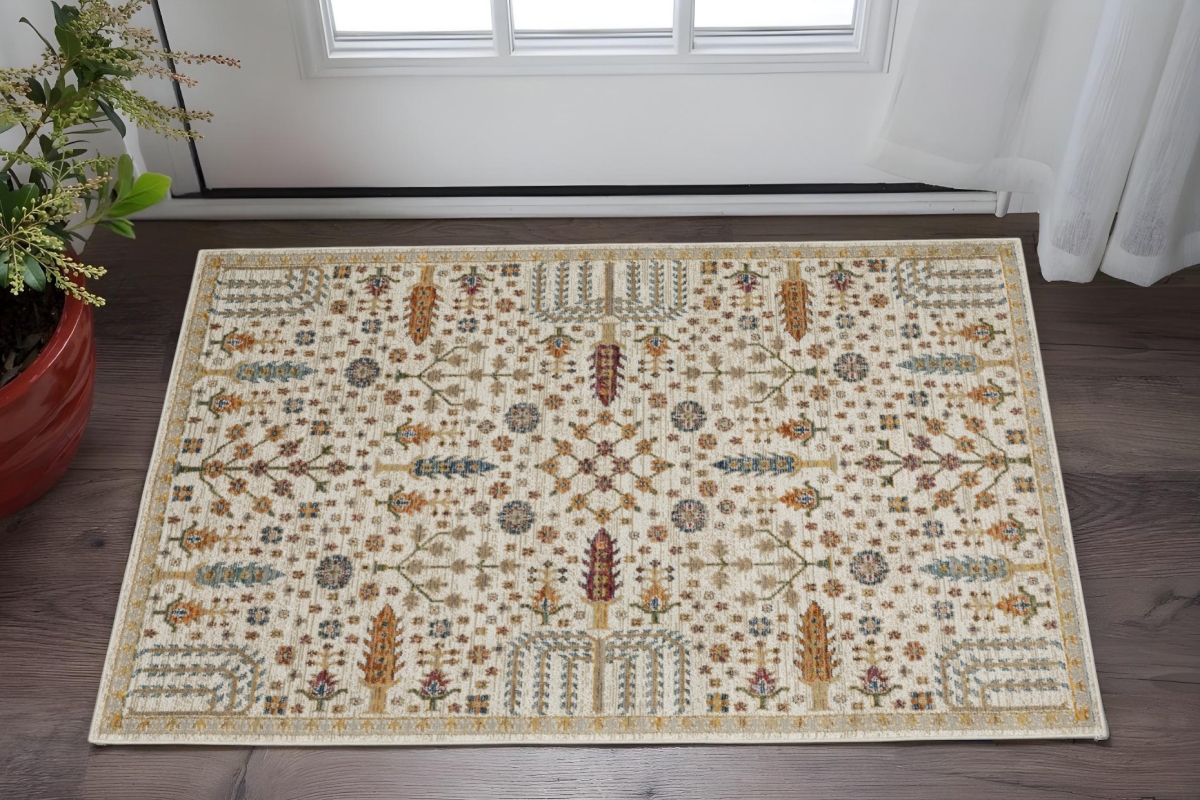 575969 3 x 5 ft. Oriental Rectangle Area Rug, Ivory & Gold