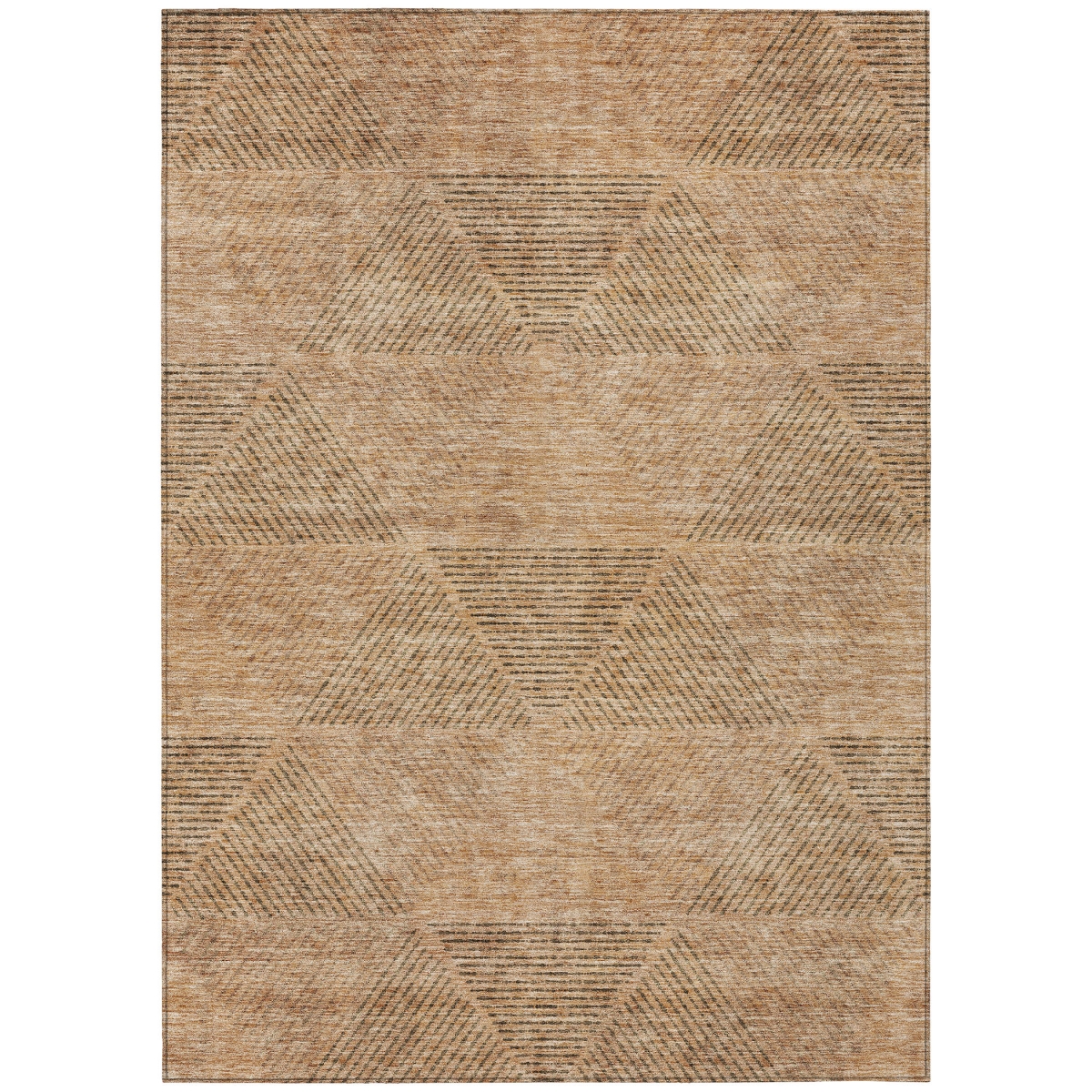 586510 3 x 5 ft. Geometric Washable Indoor & Outdoor Rectangle Area Rug, Copper, Brown & Terra Cotta