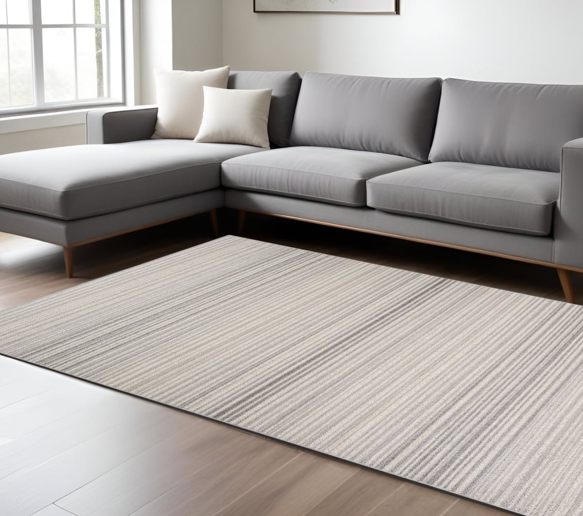 558382 8 x 11 ft. Abstract Rectangle Area Rug, Gray & Ivory