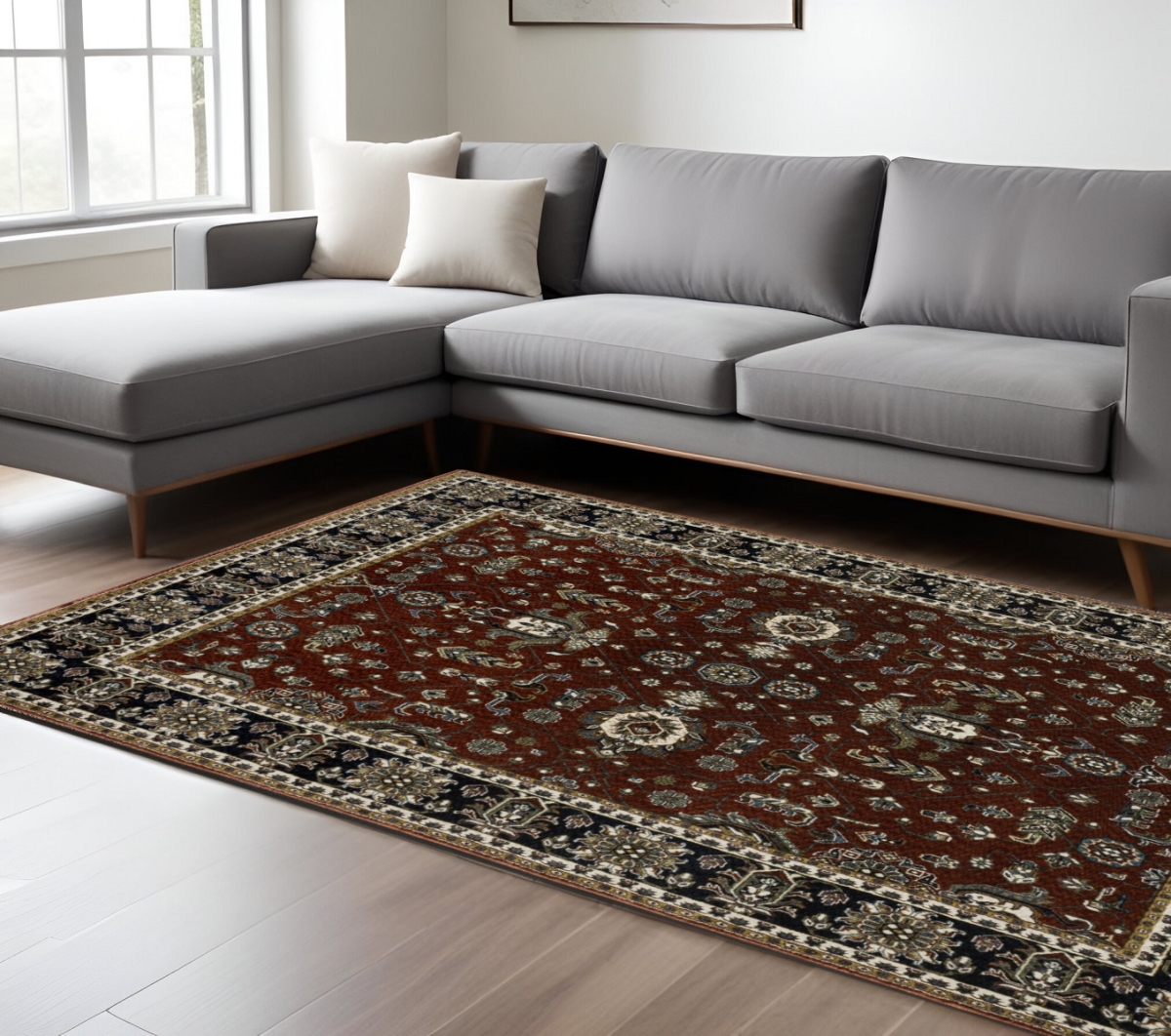 574871 10 x 13 ft. Oriental Rectangle Area Rug with Fringe, Red