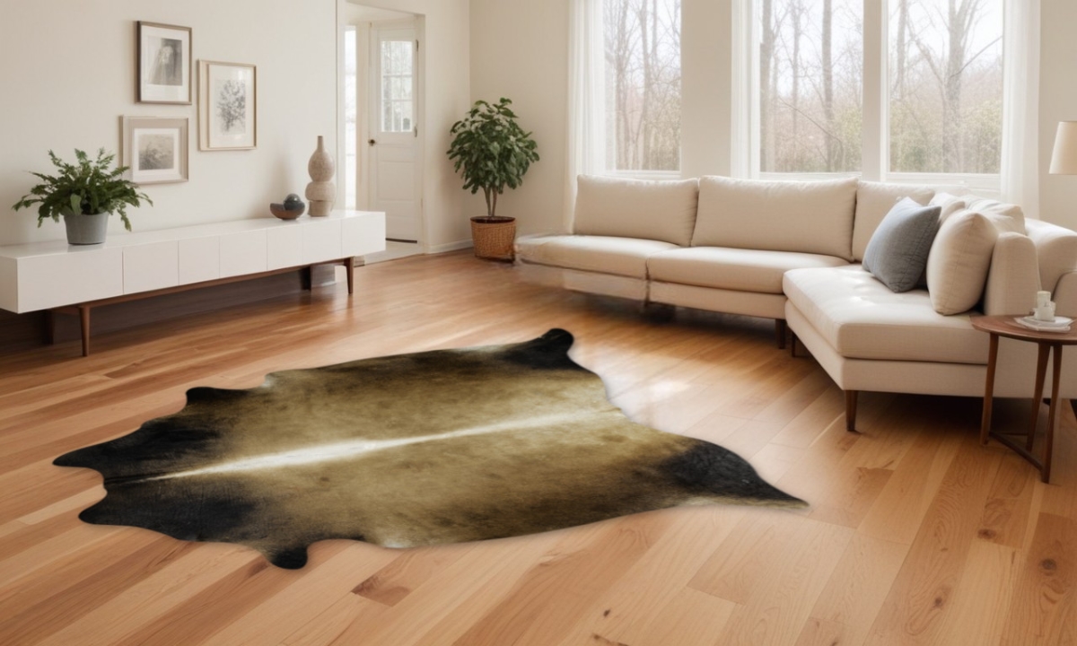 544322 6 x 7 ft. Cowhide Hand Knotted Novelty Area Rug, Tan