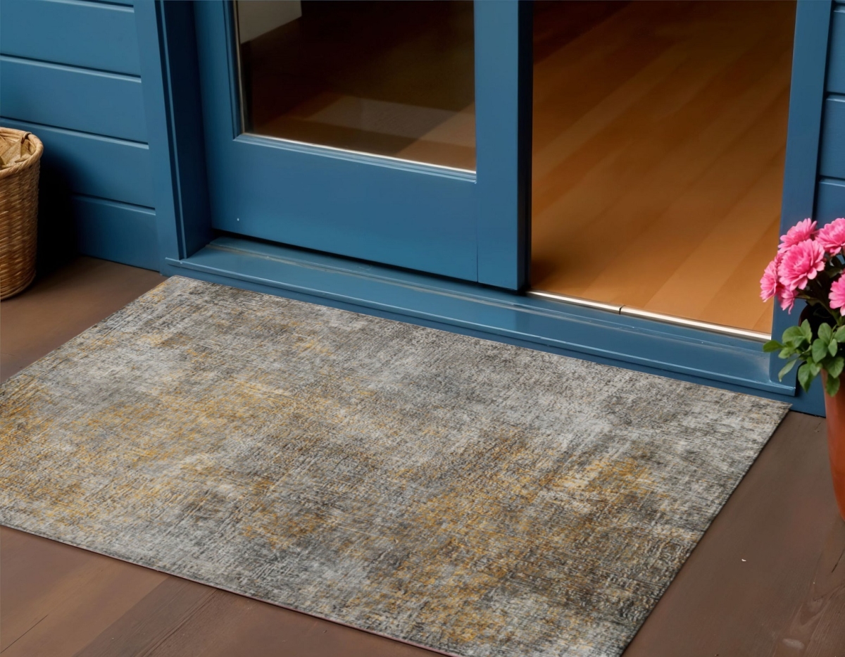 577649 3 x 5 ft. Abstract Washable Indoor & Outdoor Rectangle Area Rug, Gray, Silver & Charcoal