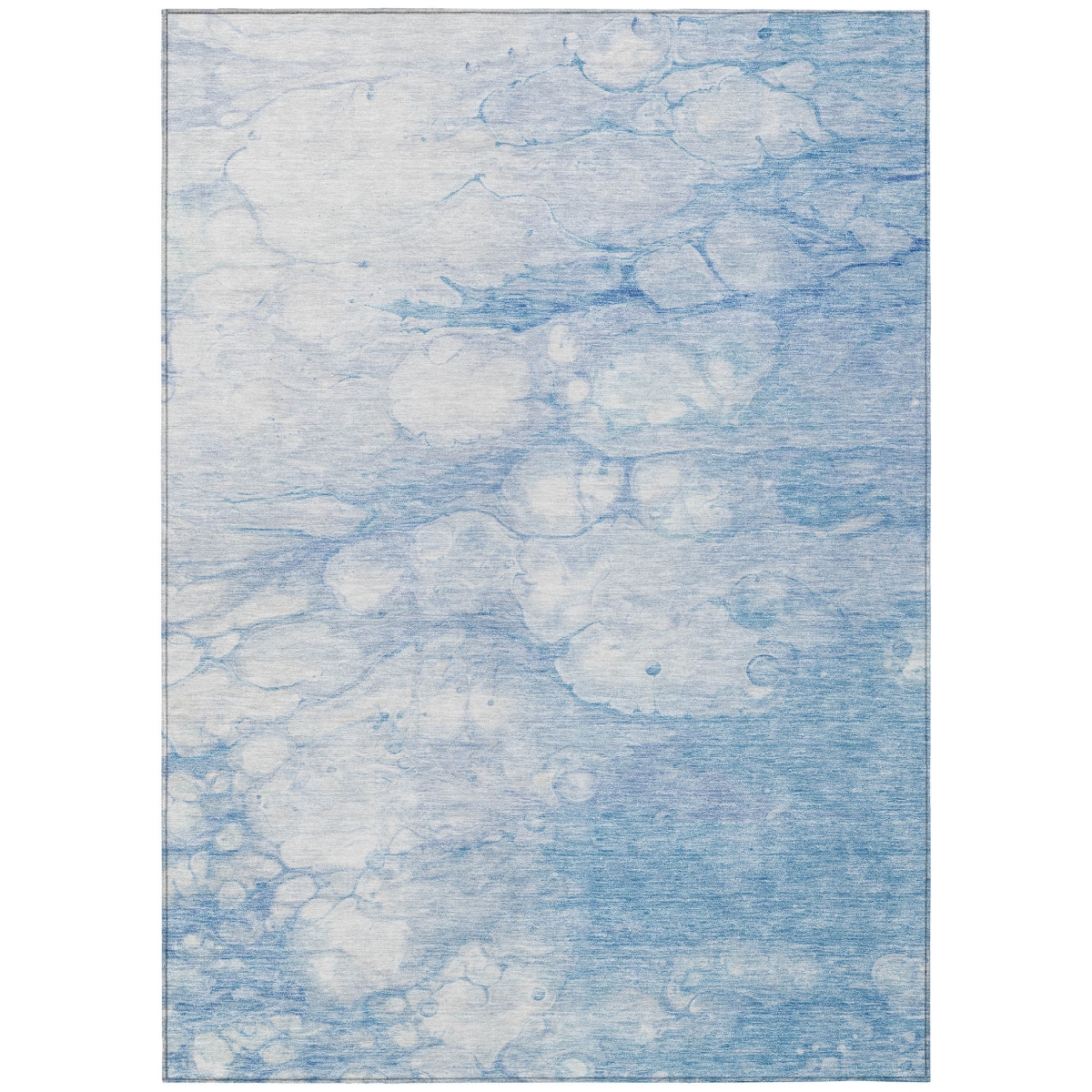 582222 9 x 12 ft. Abstract Washable Indoor & Outdoor Rectangle Area Rug, Sky Blue, Denim Blue & Silver