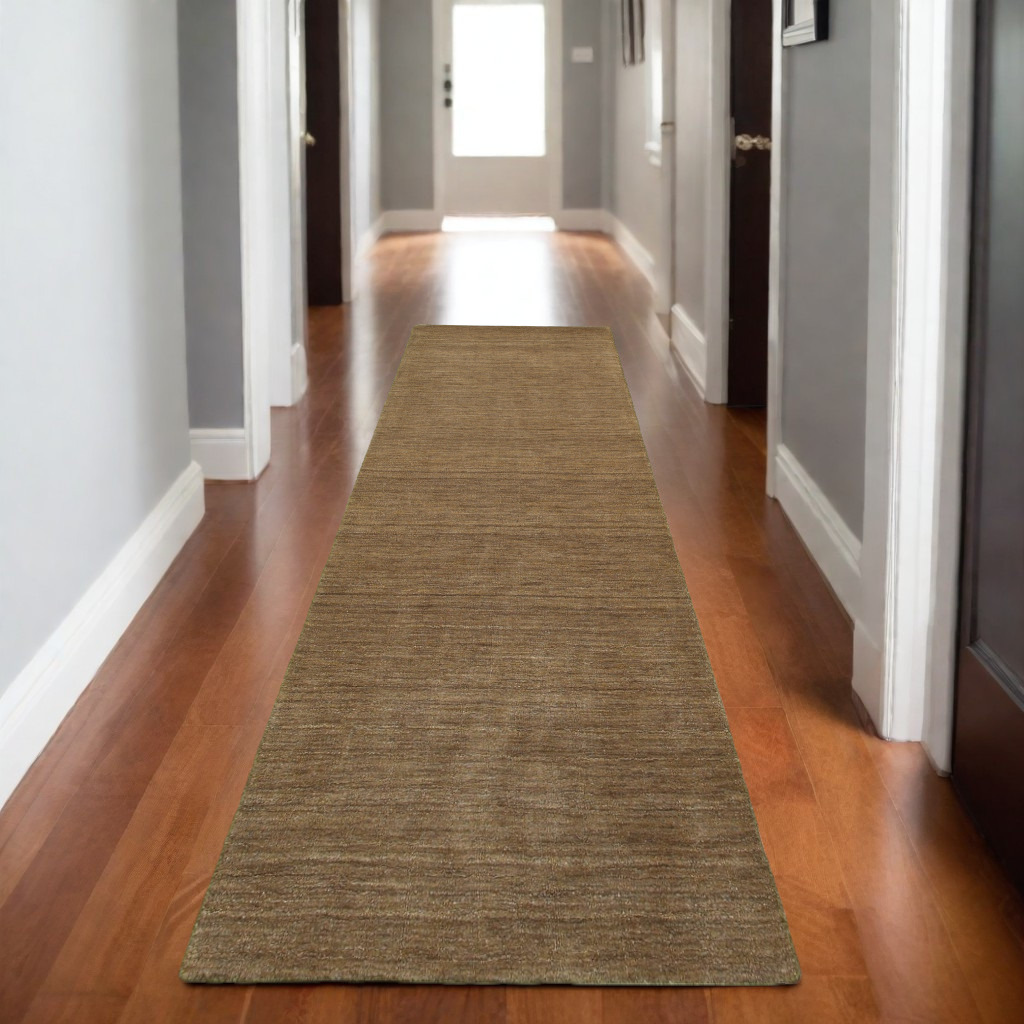 576033 8 ft. Wool Hand Tufted Runner Rug, Tan