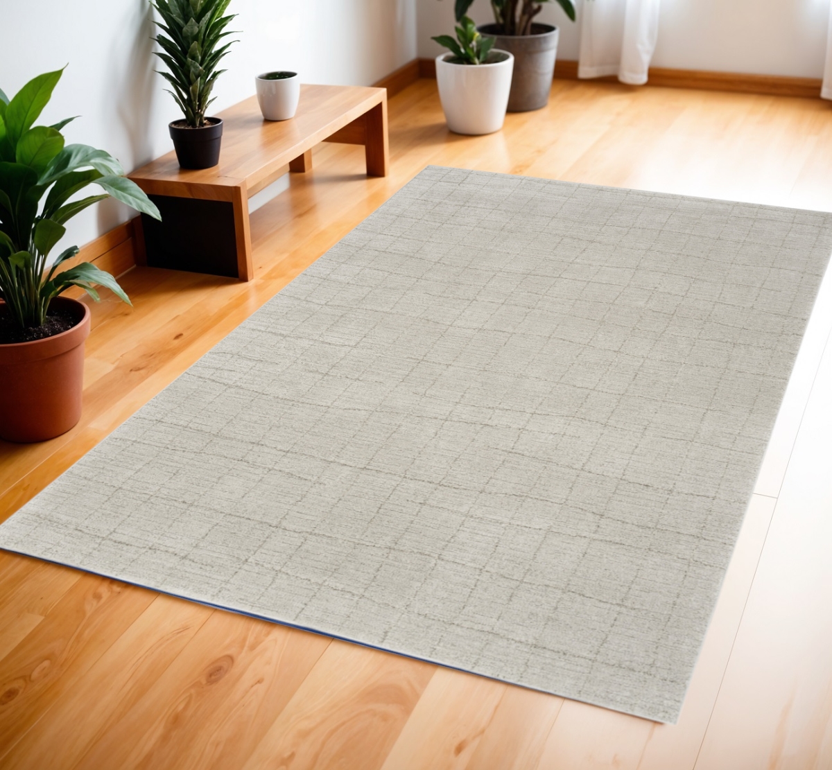 533395 4 x 6 ft. Abstract Power Loom Rectangle Area Rug, Beige & Gray