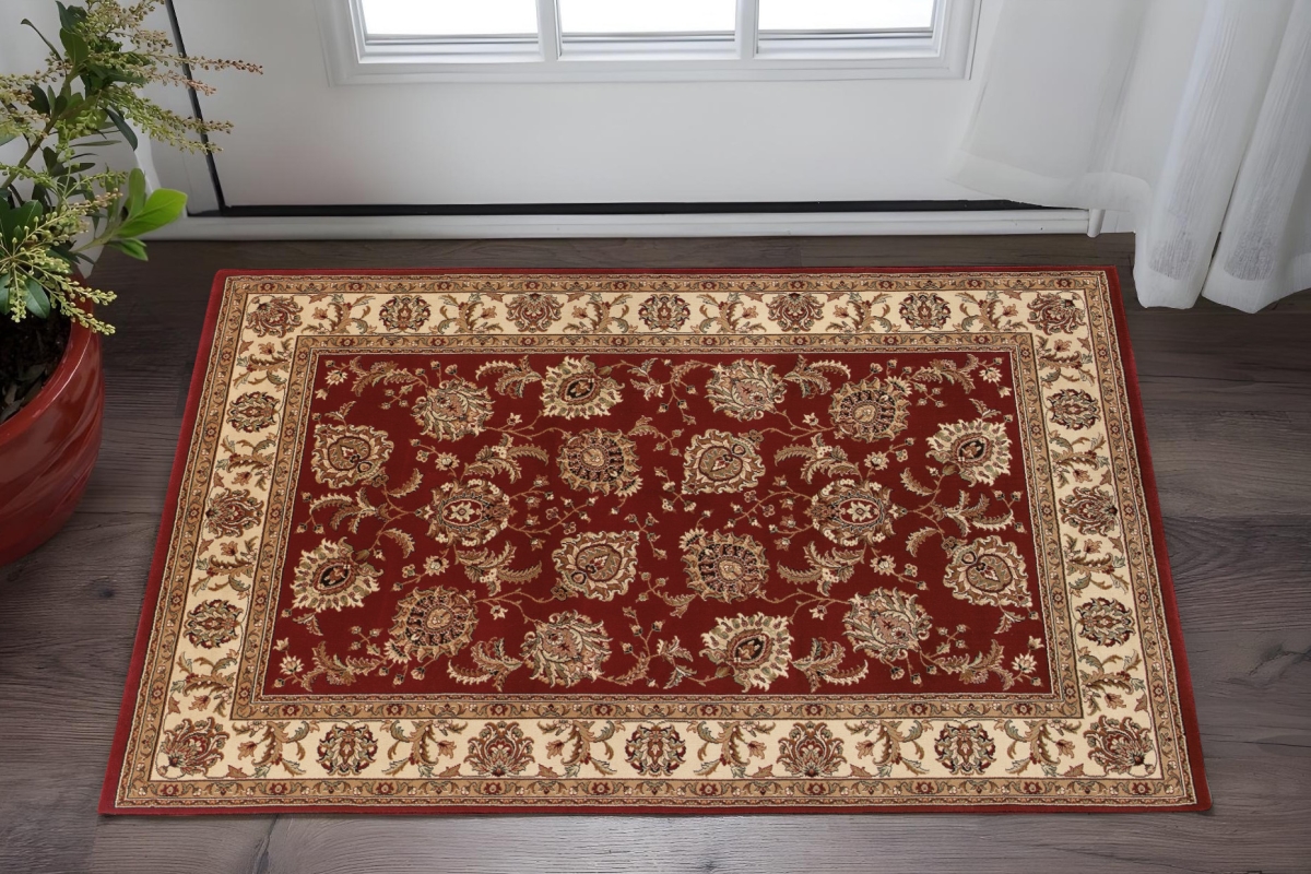 575317 2 x 3 ft. Oriental Rectangle Area Rug, Red & Ivory