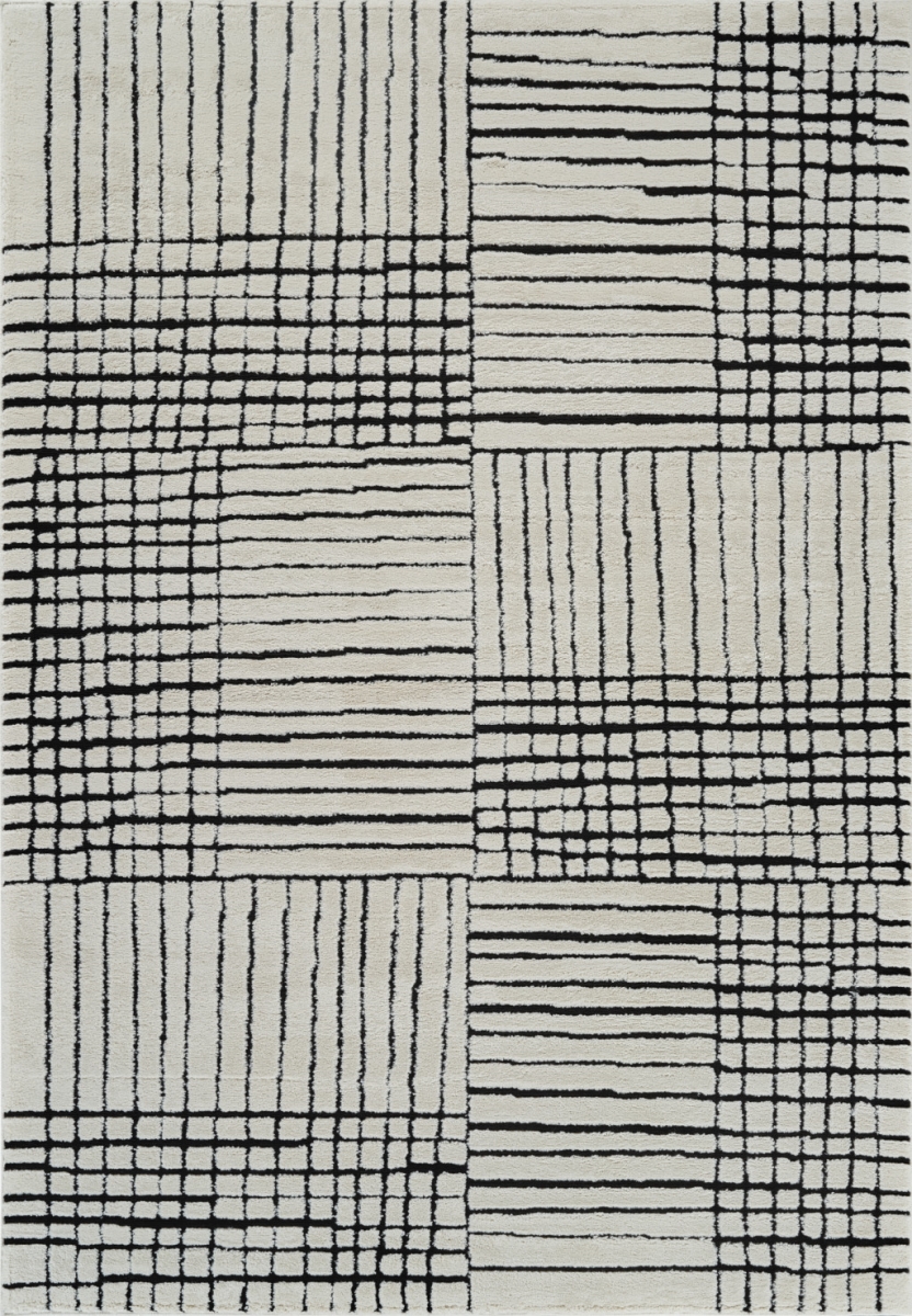 559020 4 x 6 ft. Abstract Distressed Rectangle Area Rug, Cream & Black