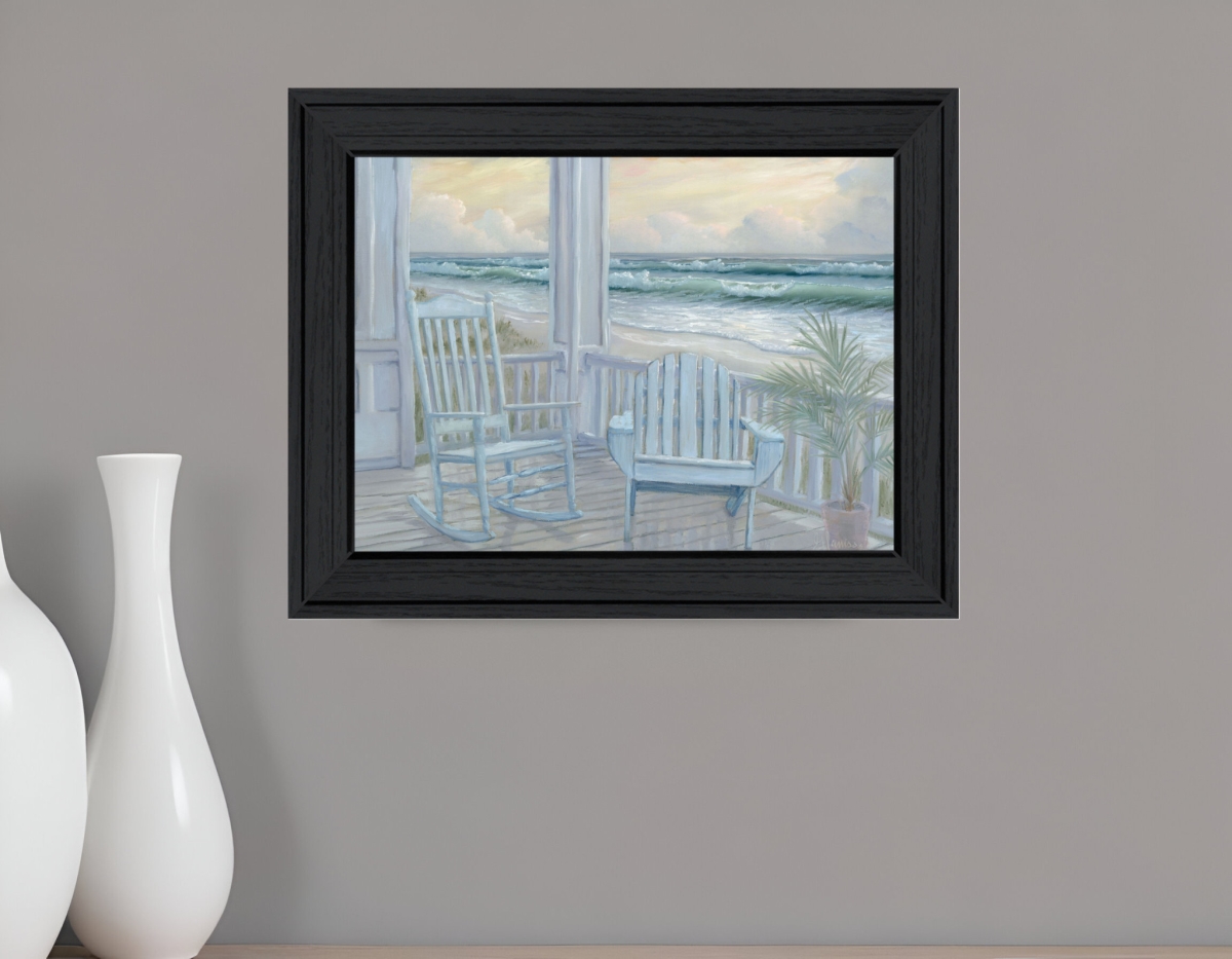 529936 Coastal Porch Black Framed Print Wall Art
