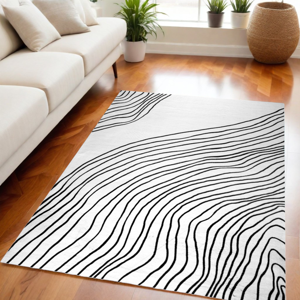 530552 5 x 8 ft. Abstract Distressed Rectangle Area Rug, Black & White