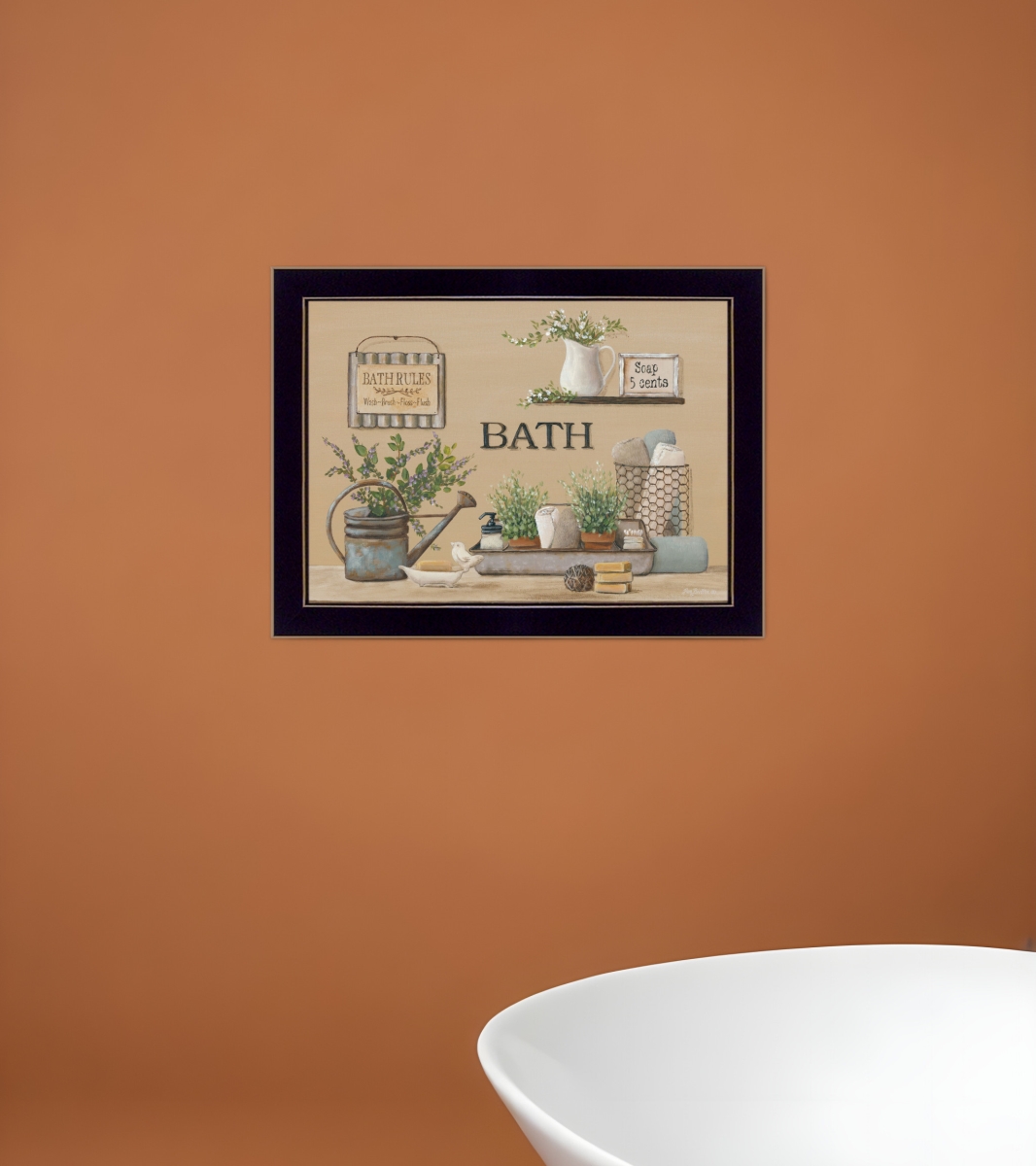 415866 Farmhouse Bath Black Framed Print Bathroom Wall Art