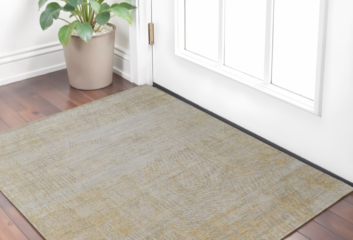 566990 2 x 3 ft. Abstract Hand Woven Rectangle Area Rug, Yellow & Ivory