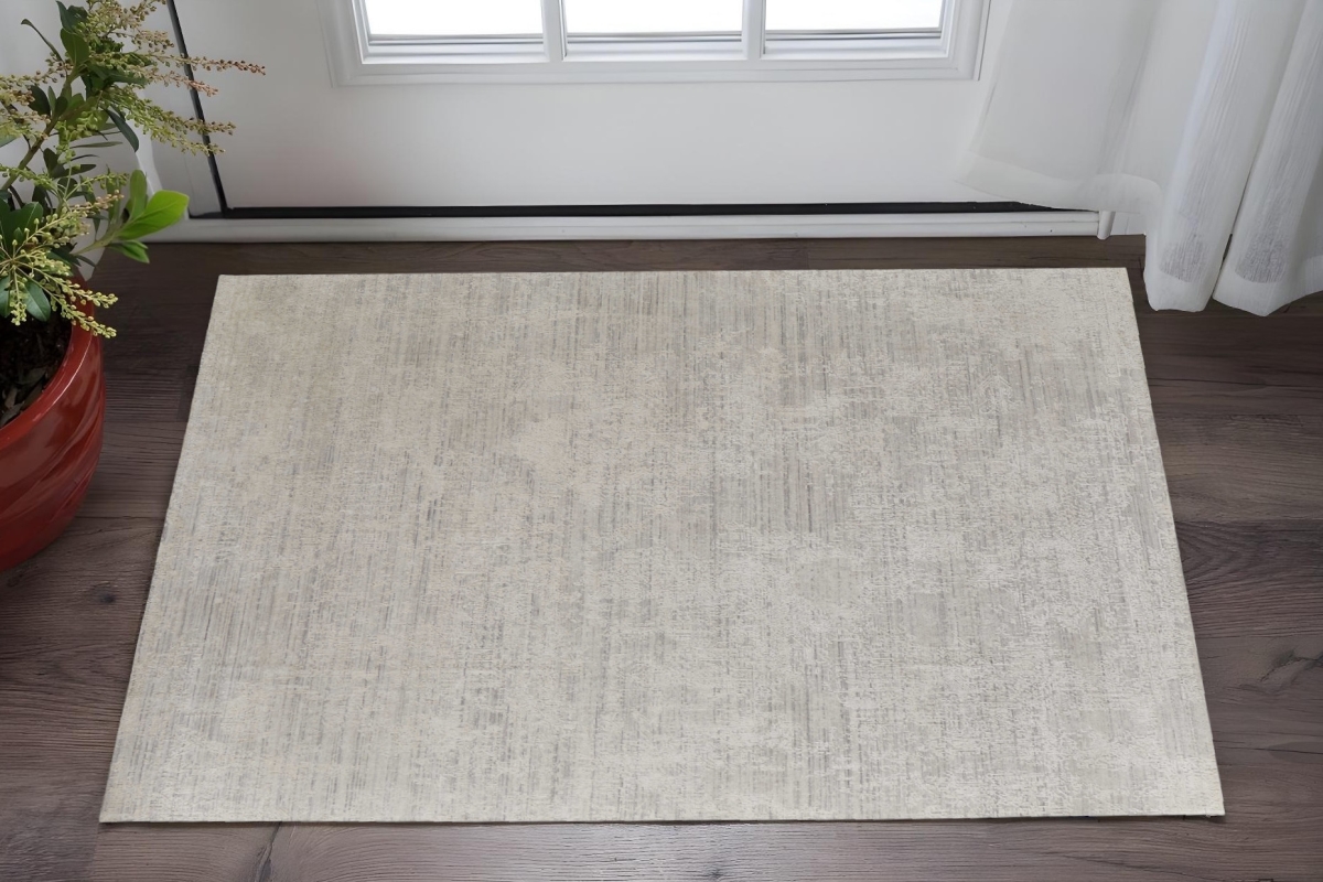 566852 2 x 3 ft. Abstract Hand Woven Worn Faded Rectangle Area Rug, Gray & Ivory