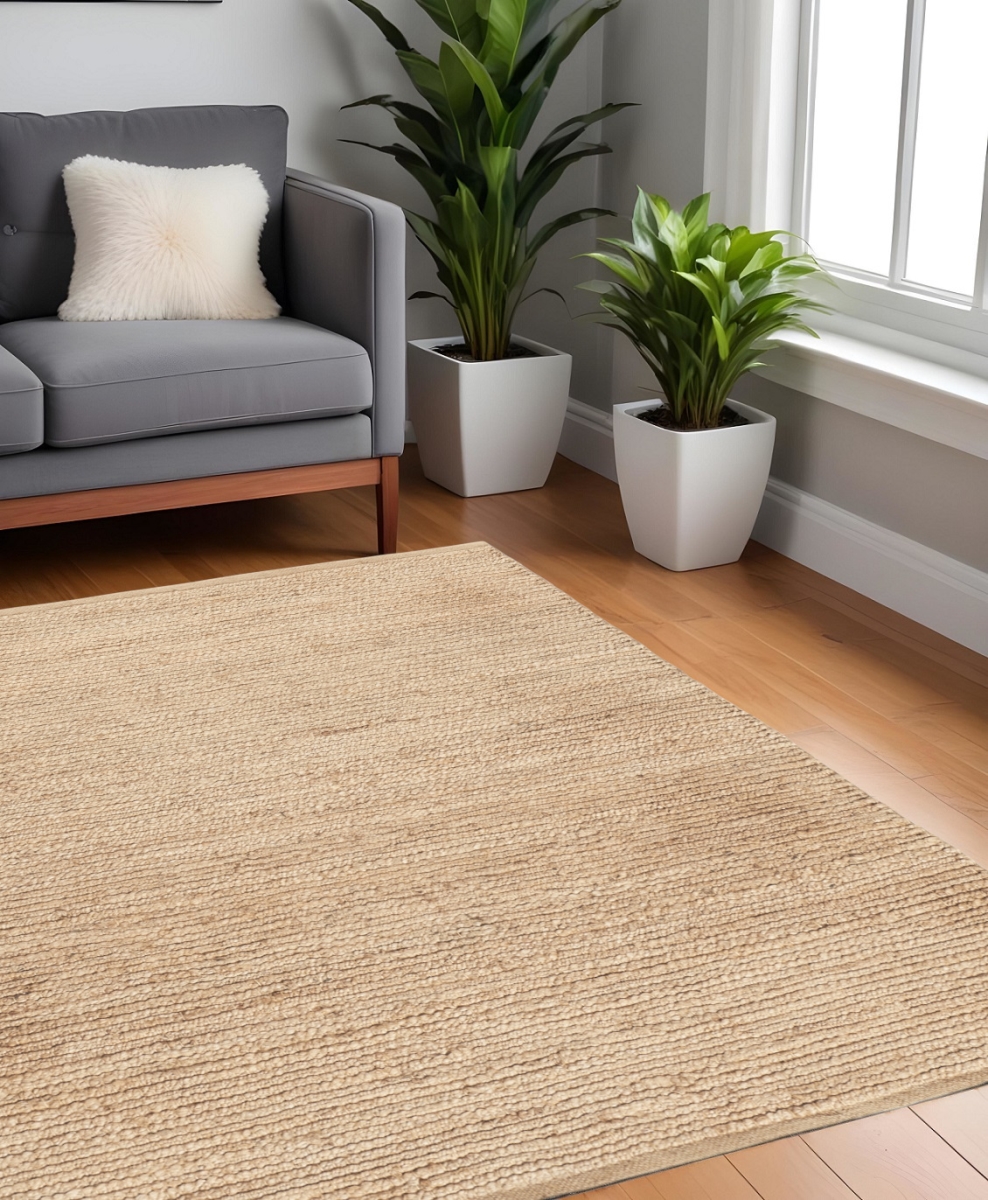 569885 5 ft. Hand Woven Square Rug, Beige