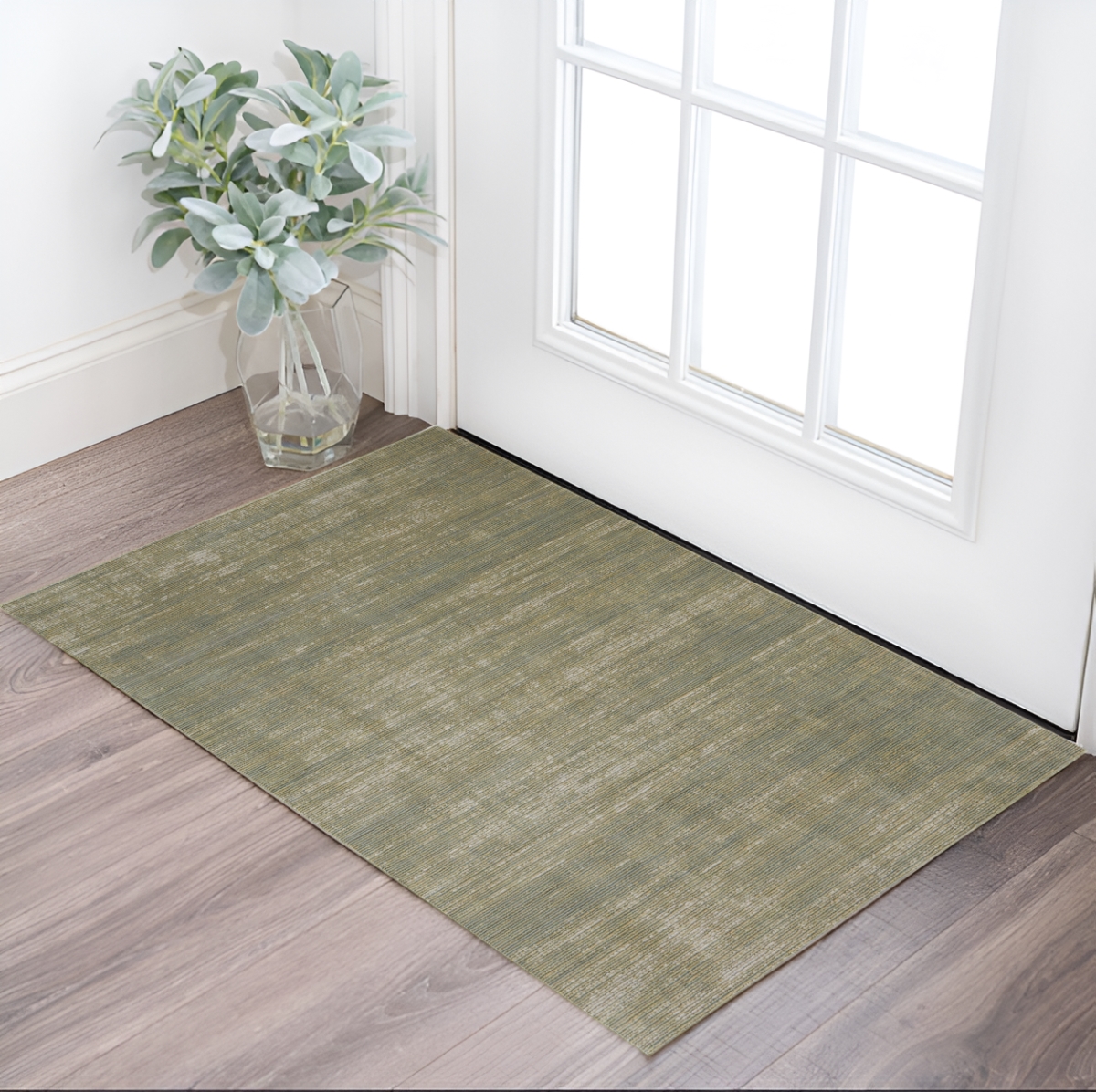 566819 2 x 3 ft. Power Loom Rectangle Area Rug, Tan & Green