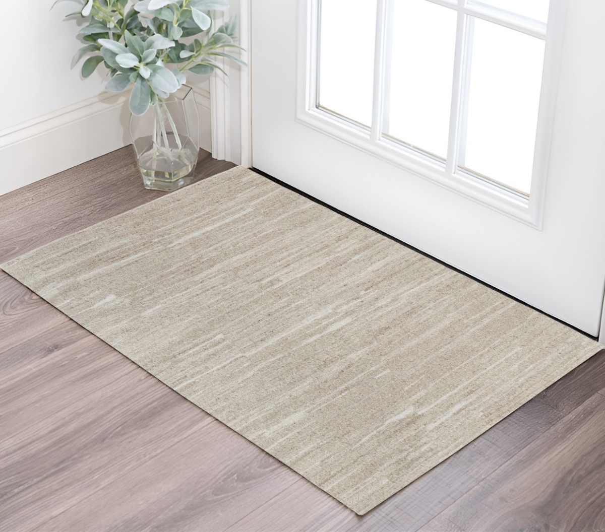 567514 2 x 3 ft. Abstract Hand Woven Worn Faded Rectangle Area Rug, Ivory
