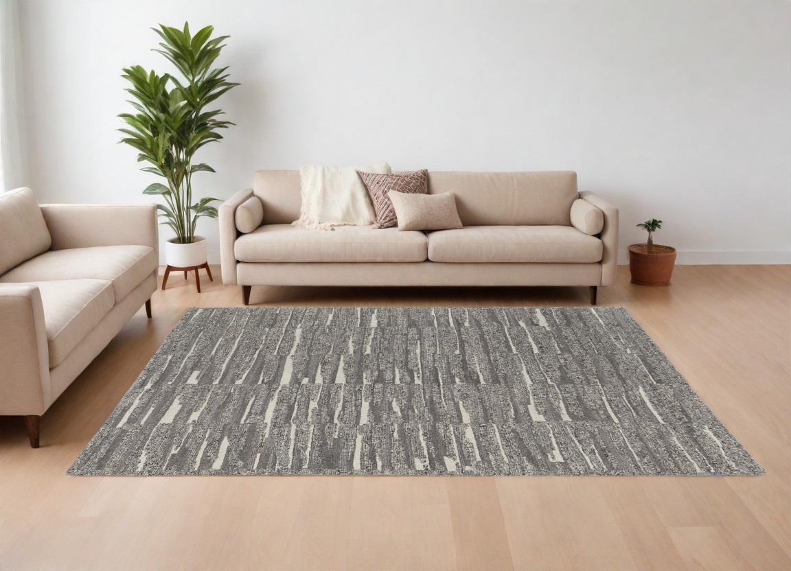 567497 8 x 12 ft. Abstract Hand Woven Rectangle Area Rug, Gray, Ivory & Taupe