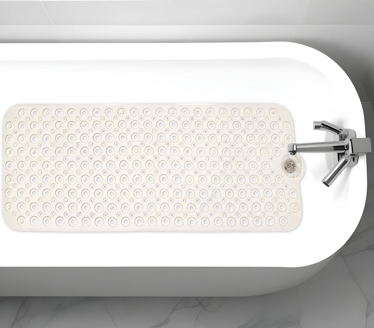 Picture of HomeRoots 479312 40 in. Bubbles Non Slip Rectangle Bath Mat&#44; Beige