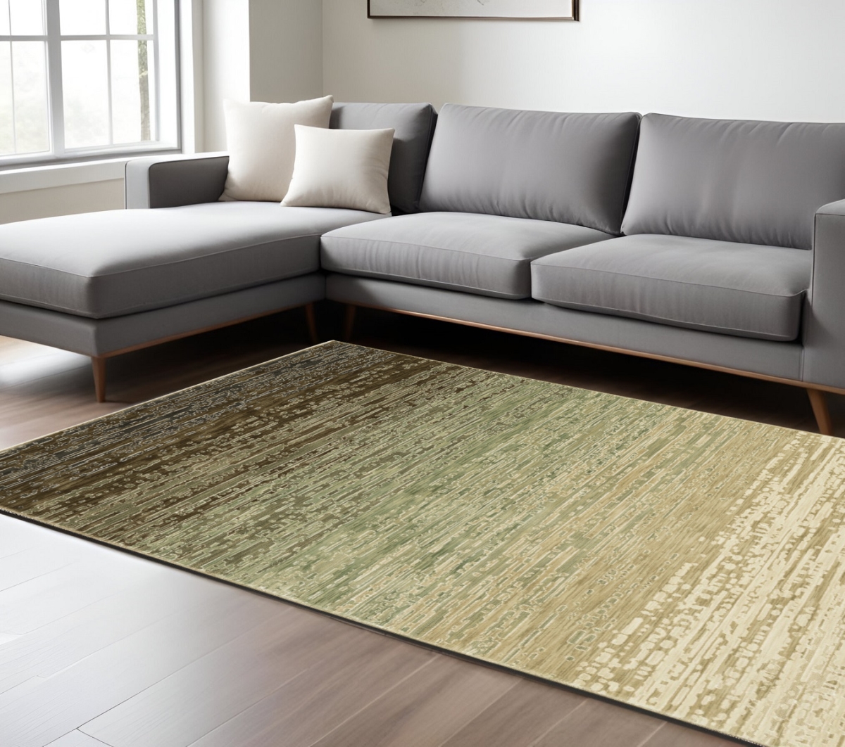 575768 7 x 10 ft. Abstract Rectangle Area Rug, Brown & Green