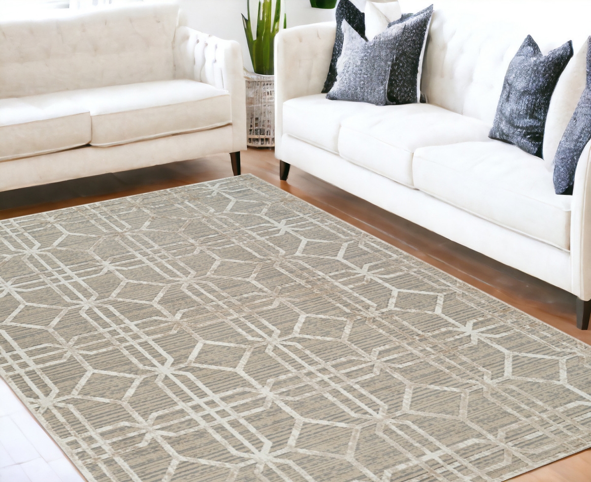 558837 5 x 8 ft. Abstract Distressed Rectangle Area Rug, Beige & Brown