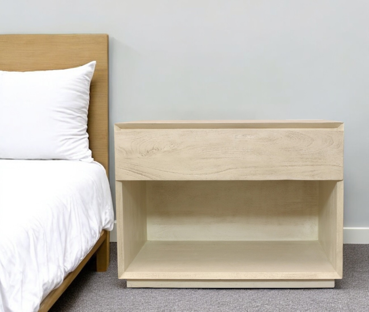 569603 24 x 32 x 20 in. Natural One Drawer Solid Wood Nightstand
