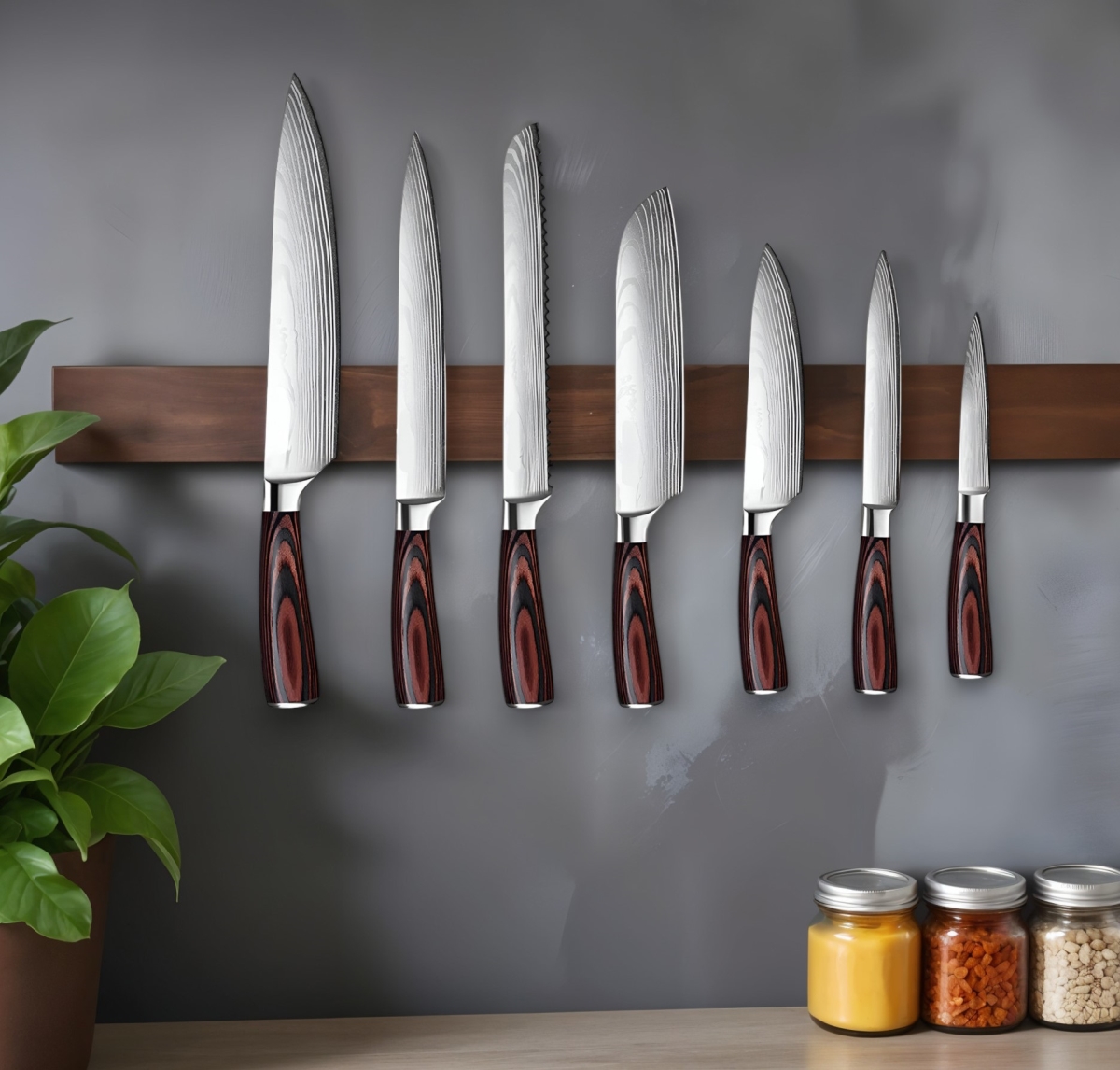 Picture of HomeRoots 480411 8 Piece Brown & Black Stainless Steel & Wood Cutlery Set