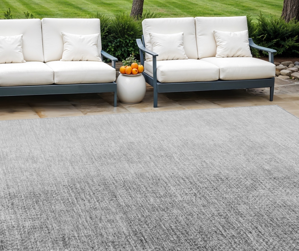 588229 8 x 10 ft. Abstract Washable Indoor & Outdoor Rectangle Area Rug, Gray & Silver