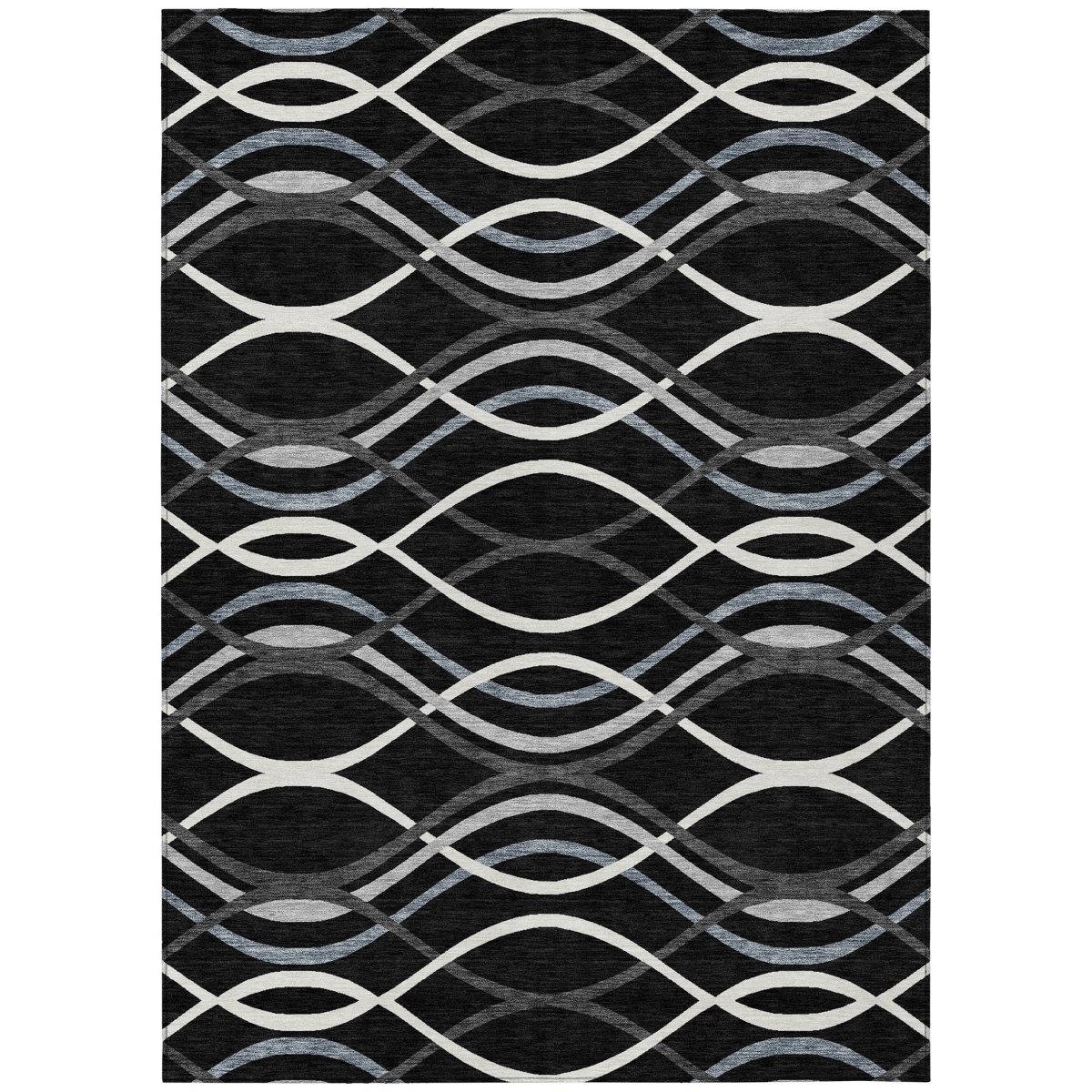 585254 9 x 12 ft. Abstract Washable Indoor & Outdoor Rectangle Area Rug, Black, Gray & Ivory
