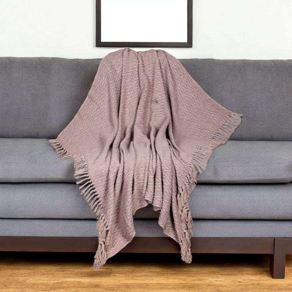 Brown Woven Cotton Chevron Throw Blanket - 52 x 67 in. - Soft & Cozy