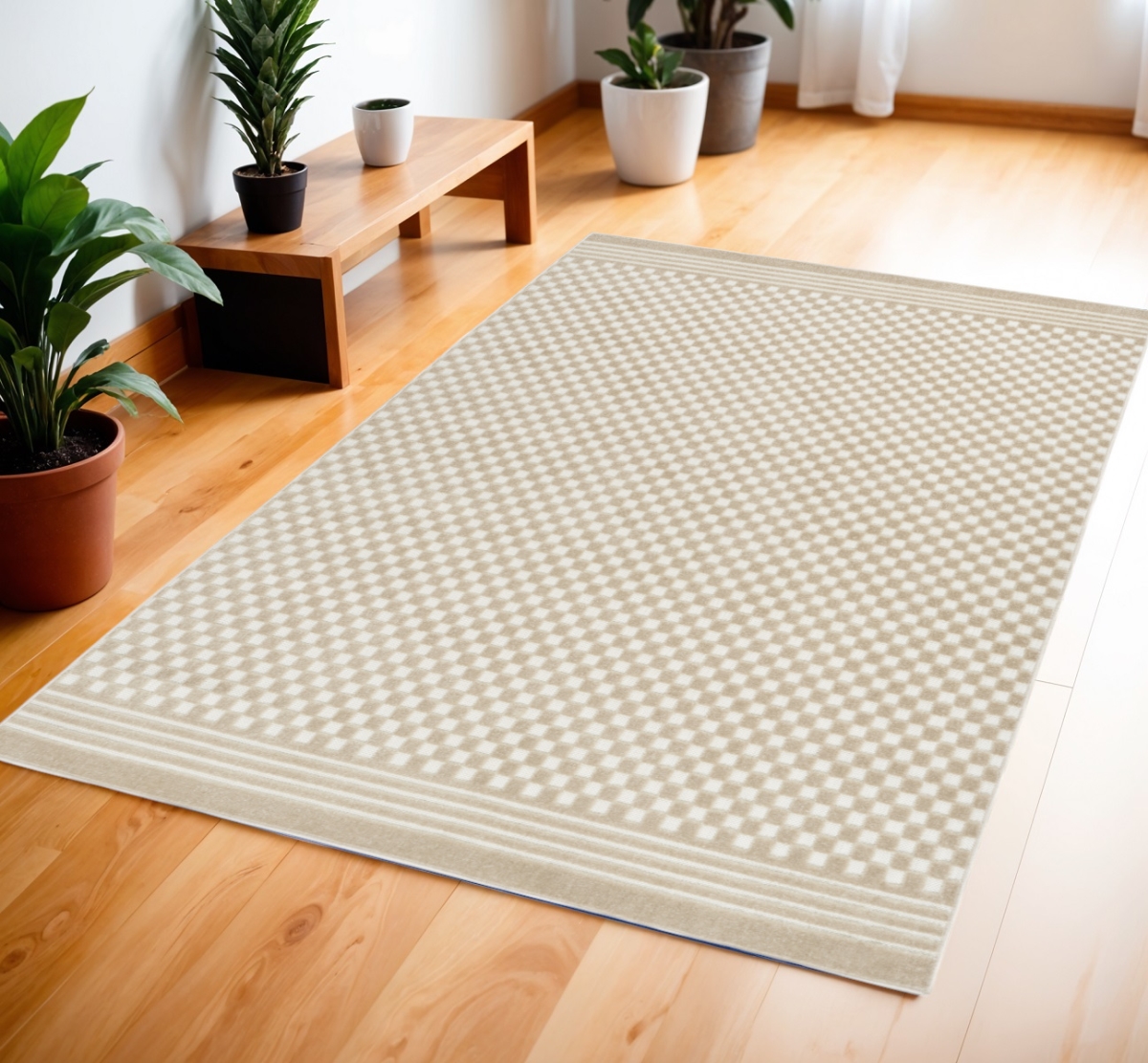 572469 4 x 6 ft. Geometric Rectangle Area Rug, Beige