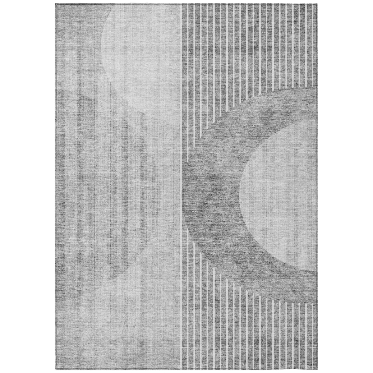 581185 3 x 5 ft. Geometric Washable Indoor & Outdoor Rectangle Area Rug, Gray, Silver & Charcoal