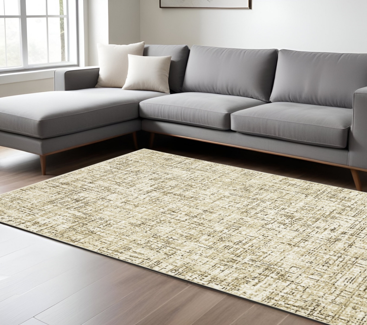 576093 8 x 11 ft. Abstract Rectangle Area Rug, Ivory & Brown