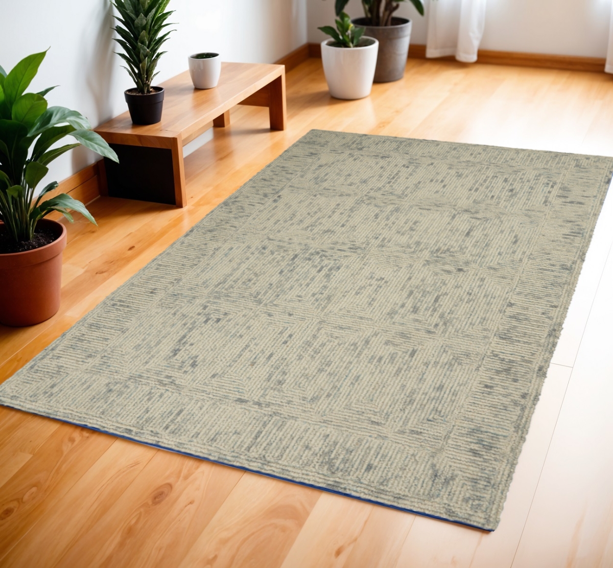 553507 4 x 6 ft. Wool Geometric Rectangle Area Rug, Ivory & Gray