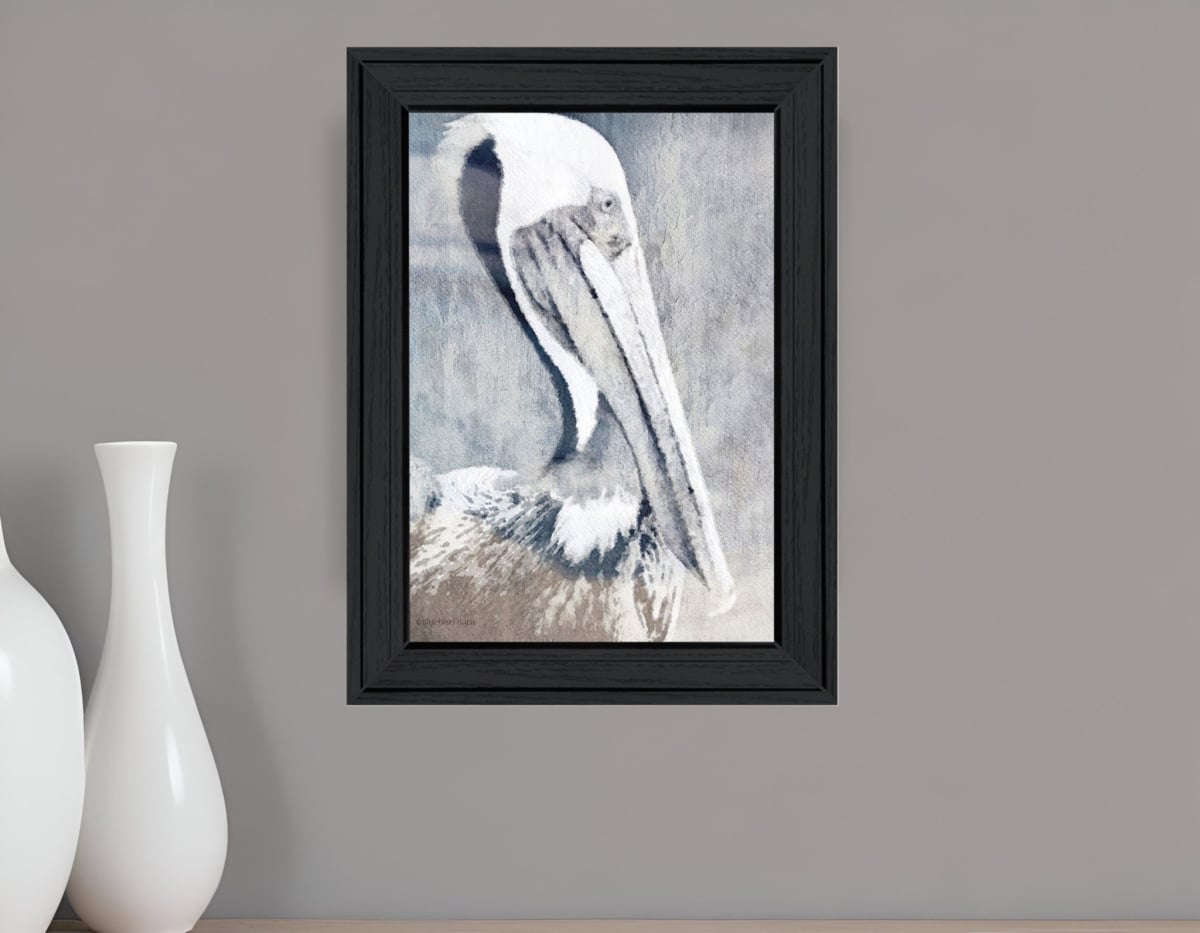 529618 Pelican Black Framed Print Wall Art