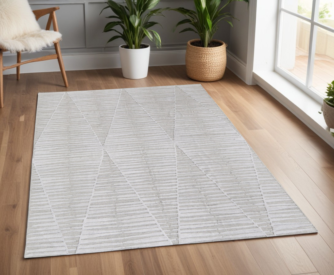 567000 4 x 6 ft. Geometric Hand Woven Rectangle Area Rug, Ivory